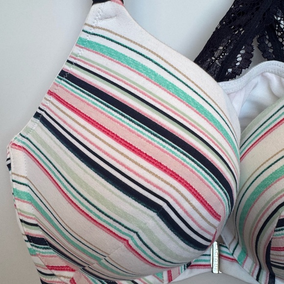 Cacique Vibrant Striped Bra with Lace Back Size 36DDD NWT - Picture 2 of 4